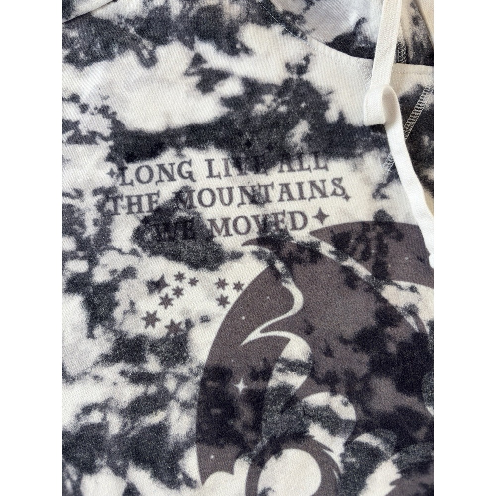 Hollister Hoodie Women's Medium Tie Dye Cotton Sweatshirt Black White‎ Dragon - Picture 2 of 16